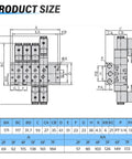 Technical diagram showing dimensions of Pneumatic 200M Two Position Manifold Base For 4V210 4V220 4V230 Solenoid Valves.