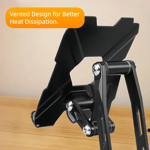 Built Different All Metal Cell Phone Stand 360 Degree Rotatable Height Adjustable with vented design for better heat dissipation.