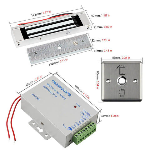 All In One Access Control System Kit With Fingerprint, RFID Card, And Password Keypad, IP68 Waterproof, 180kg Magnetic Lock components