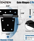 3.5 Inch Heavy Duty Gate Hinges Tough As Nails Extra Thick Black Shed Barn Door Hinges For Wooden Fences Yard Gate Vinyl Fence Gate Garage Indoor Outdoor 2 Pack Corrosion Resistant Anti Rust, black hinge dimensions