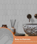 Gray Hexagon Peel And Stick Backsplash Tiles, 10 Sheets, Self Adhesive Wall Tile Stick On Behind Sink in Modern Bathroom