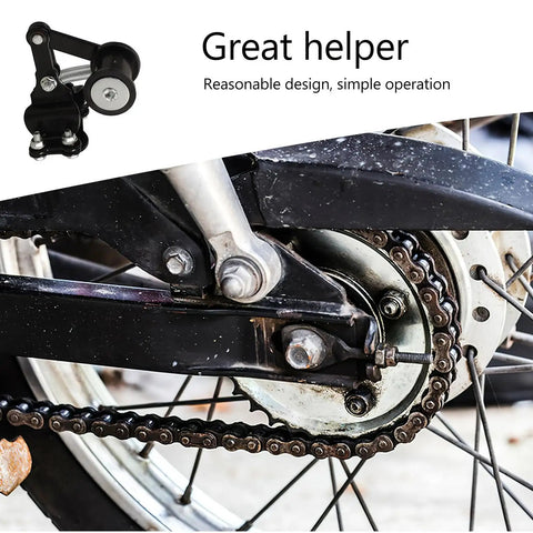 Black Iron Chain Tensioner Kit For Off Road Motorcycle Roller Guide Adjuster on rear wheel chain