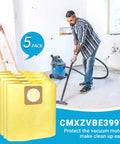 Five Pack Fine Dust Filter Bags For 6 To 9 Gallon Shop Vacuums Replacement Bags For 17584 And 17590 Series CMXZVBE39970