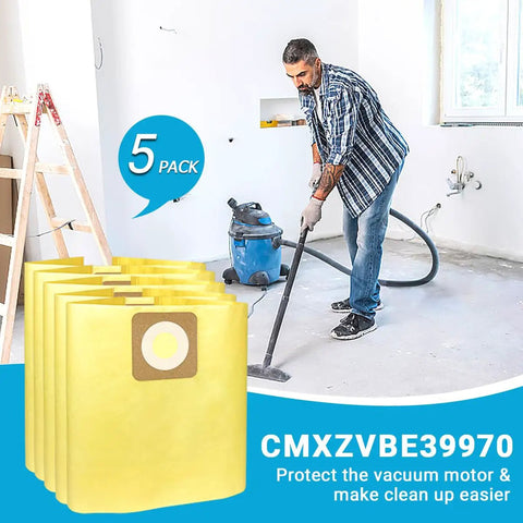 Five Pack Fine Dust Filter Bags For 6 To 9 Gallon Shop Vacuums Replacement Bags For 17584 And 17590 Series CMXZVBE39970