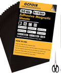 Adhesive Magnetic Sheets 8x10 Inches Flexible Magnetic Paper 50 Pack With Sticky Backing for Crafts and DIY, scissors, ruler, cutter