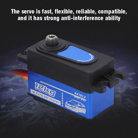 Badass Digital Servo For RC Rigs Packing Full Metal Gears And A Hefty 12 KG Stall Torque Built Like A Tank, showing robust design.