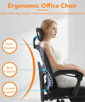 Comfy High Back Mesh Desk Chair With Foot Rest And Wheels For Ergonomic Support, Reclining Gaming Chair, side view with lumbar support