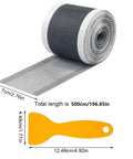 Hair Catcher for Shower-Self-Adhesive Drain Strainer Filter Roll with included scrapper, 500cm long, in black mesh material.