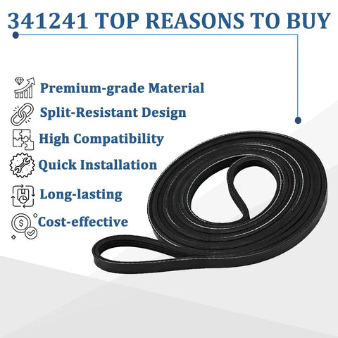 Durable Dryer Drum Belt Replacement For Most Major Dryers Easy Install No Fuss Quick Fix showing features and benefits.