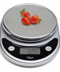 Digital Kitchen Scale For Meal Prep Pros With Multifunction Weighing And Variable Graduation Tech, showing strawberries on scale
