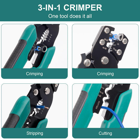 All In One Wire Crimping Tool For 10 22 AWG Insulated And Bare Wires And Heat Shrink 3rd Gen Multifunction Crimper demonstration