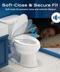 Elongated Bidet Toilet Seat With Adjustable Water Pressure Self Cleaning Nozzles Slow Close Lid in modern bathroom setting.