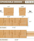 Hella Sturdy Bamboo Drawer Dividers Expandable Closet Organizers For Clothes dimensions showing six medium and small inserts.