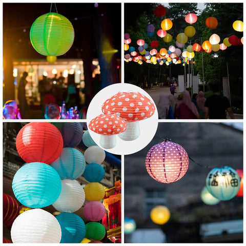 Totally Adorable Mushroom Shaped Paper Lanterns Set For Indoor And Outdoor Parties, Forest Jungle Wonderland Theme.