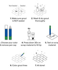 Illustration for using Dark Grey Grout Pen For Tile Grout Paint Marker Waterproof Colorant With Narrow 5mm Tip For Quick Touch Ups.