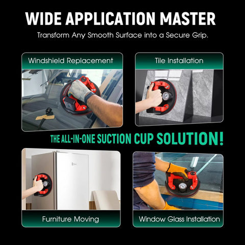 Beefy 8 Inch Electric Vacuum Suction Cup Lifter 2 Pack With 440 Lb Capacity used for windshield, tile, furniture, and window lifting