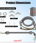 Half Inch Power Whips Assembly 4 Ft Nonmetallic Liquid Tight Flexible Conduit Kit With 3 Conductors 10 Gauge THHN Electrical Wires