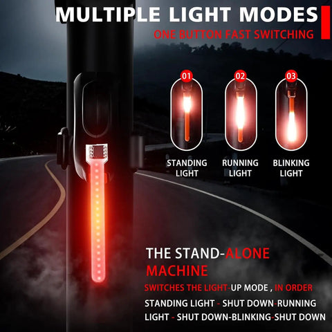 Bike Tail Light For Night Rides USB Rechargeable Waterproof Red LED Safety Light With Wide Beam And Multiple Modes