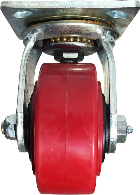 Heavy Duty Workhorse 4 Inch Swivel Polyurethane Caster With A Rock Solid 600 Lb Load Rating And Chemical Resistant Red Tread Perfect For Garage Carts Medical Gear And Shop Builds Built To Zip Across Concrete Or Tile Without Squeaking