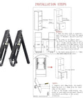 Concealed 2 Piece Folding Chair Stool Bracket Hinge for Shoe Cabinet Wardrobe Closet with installation steps diagram
