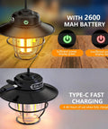 Rechargeable Camping Lantern with 1000 Lumens, 360 Degree LED Light, with power indicator display green, USB Type-C charging