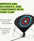 Ultimate Golf Chipping Net And Mat System with precision target and automatic ball return for consistent practice.