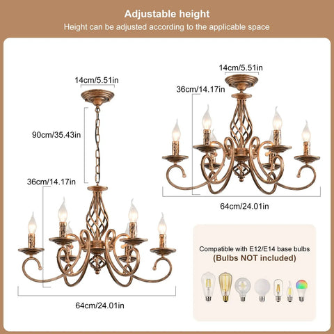 Rustic 6 Light Chandelier With Antique Bronze Finish That Rocks French Country Vintage Pendant Light Fixture dimensions diagram