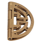 Bronze round brass hinge with antique style, for cabinets and boxes, solid brass vintage hardware, side view details