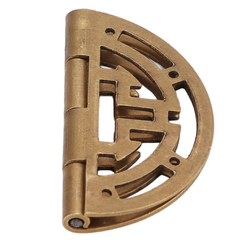 Bronze round brass hinge with antique style, for cabinets and boxes, solid brass vintage hardware, side view details
