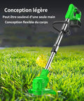 Powerful 24V Cordless Grass Trimmer And Lawn Mower with safety guard on grassy lawn
