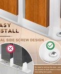 4 Pack White Sliding Closet Door Floor Guide for Pocket Door Bottom Bracket and Sliding Door Hardware fits standard one and three eighths inch width doors with screws included for easy install and durable replacement for smooth operation shown with easy dual side screw design.