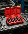 Heavy Duty 5 Piece Tire Socket Wrench Set For Lug Nut Removal With 12 Inch Drive Adapter Double Ended Chrome Molybdenum Steel Kit in red case
