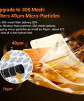 Close-up of 300 mesh fuel filter showing 40µm micro-particle filtration performance for optimal engine protection.