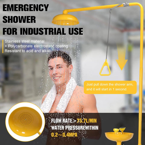 Heavy Duty Emergency Shower And Eyewash Station 304 Stainless Steel Built Tough Safety Combo OSHA Approved for industrial use