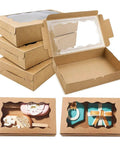 Kraft Paper Gift Boxes 20 Pack Rectangle Open Window Jewelry Chocolate Cake Gift Packaging Boxes with interior view displayed