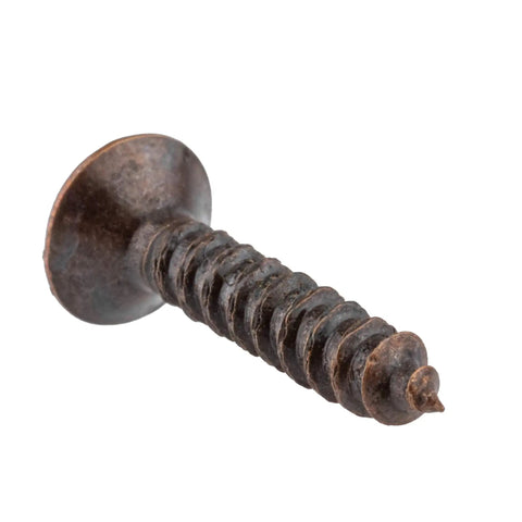 Badass Gauge 5 X 5 Eighth Inch Flat Head Wood Screws With Phillips Drive Antique Copper Finish self-tapping screw detail.
