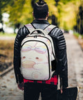 Person wearing a Rainbow Bow Kawaii Rabbit Printed Unisex Backpack With Large Capacity Durable Polyester School Bag