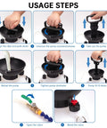 Usage steps for the 3L Transmission Fluid Pump for Manual Transmission Oil Filling System, showing hand-operated process.