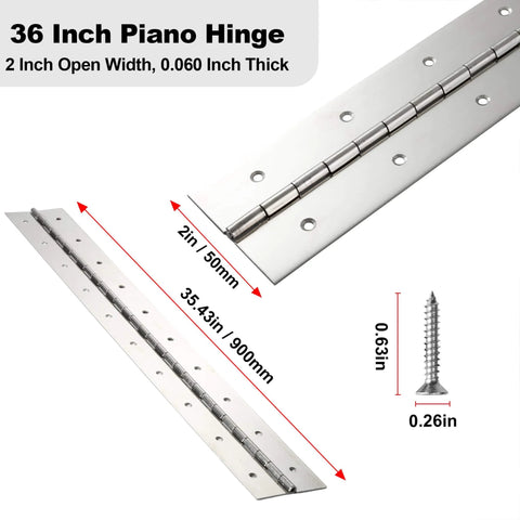 Marine Grade Heavy Duty Piano Hinge 36 Inch Long By 2 Inch Wide Built Beefy And Ready True Zero Point Zero Six Zero Inch Stainless Steel