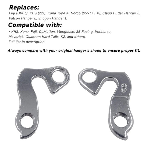 Derailleur Hanger 67 Replacement Heavy Duty Aluminum Alloy Universal Fit For Mountain Bikes Includes Mounting Bolt Silver