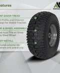 Two Pack 15x6.00-6 Pneumatic Tire And Wheel Assembly For Riding Lawn Mowers Turf Saver Front Tires 4 Ply Center Hub