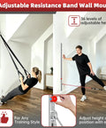 Adjustable Steel Resistance Band Wall Mount System With 40 Inch Vertical Glide And Heavy Duty Wall Anchor Kit For Killer Stability Home Gym Strength Training, showcasing use by two individuals.
