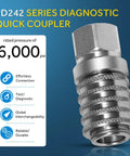 Steel Test Port Quick Coupler For Diagnostic Gauges And SensoControl Meters, Push To Connect, PD242 series, stainless steel