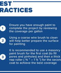 Best practices instructions for Water Block Acrylic Masonry Waterproof Paint White One Gallon discussed in bullet points.
