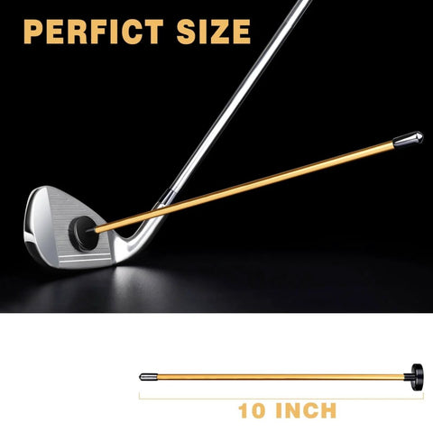 Close-up of Two Pack Magnetic Golf Club Alignment Stick Training Aid With Magnet Lie Angle Tool attached to iron club face