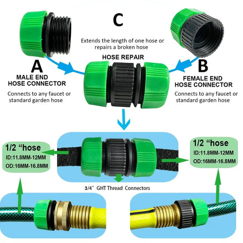 Top Rated 17 Piece Soaker Hose Repair Fittings Kit With 3/4 In Two Way Splitter Valves End Caps And Connectors For 1/2 Inch Garden Hoses male and female hose repair connectors