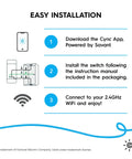 Instructions for installing Cync WiFi 2 Amp Multi Location White Touchless Illuminated Smart Light Switch with app and WiFi setup