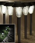 Bronze Solar Path Light Set Of 6 With Glass Lens And Metal Ground Stakes Plus Super Bright LED For Garden Lawn Patio Yard Walkways And Driveways Durable Weatherproof Outdoor Lighting For Nighttime Curb Appeal