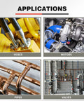 Applications of Heavy Duty Pro Grade JIC And ORFS Hydraulic Cap And Plug Kit in hoses, motors, pipes, and valves.