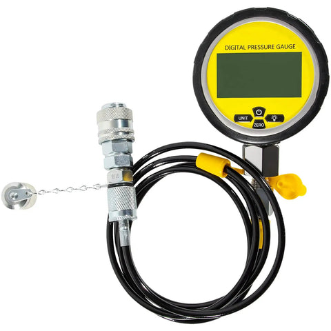Heavy Duty 10000 PSI Digital Hydraulic Pressure Test Kit With Gauge, Manometer, Hose, Two Couplings, Silicone Protector, One Quarter Inch NPT Connector